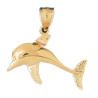 14K Gold Charm Pendant 3.5 Grams Nautical>Dolphins425 Necklace Jewelry