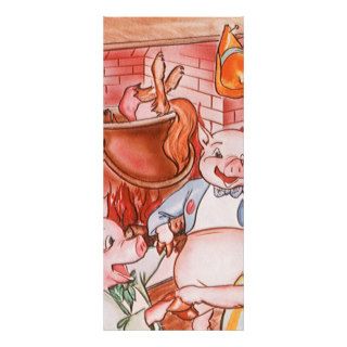 Vintage Fairy Tale Three Little Pigs and the Wolf Rack Card