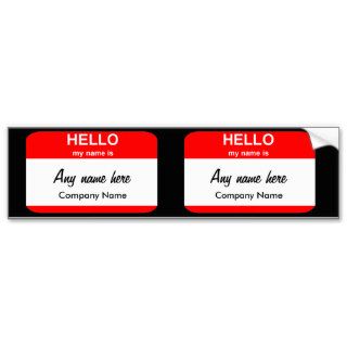 Blank Name Tag Templates Bumper Stickers