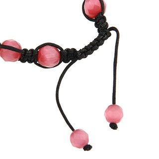 La Preciosa Pink Cat Eye Bead Macrame Bracelet La Preciosa Crystal, Glass & Bead Bracelets