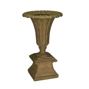 MPG 26 1/2 in. H Cast Stone Trophy Urn with Pedestal in Aged Ivory Finish PF5826AI