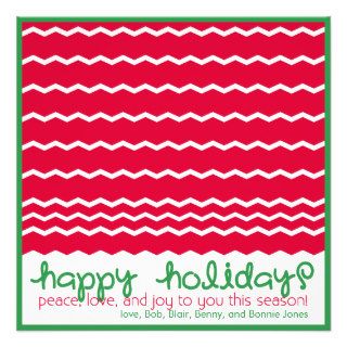 Happy Holidays Red Chevron Greeting Card