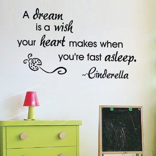 A DREAM IS A WISH YOUR HEART MAKES WHEN YOU'RE FAST ASLEEP Wall Decal Sticker Black   Size 16.3" H x 24.5" W   Wall Decor Stickers  
