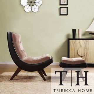 TRIBECCA HOME Albury Two Tone Lounging Chair with Ottoman Tribecca Home Chairs