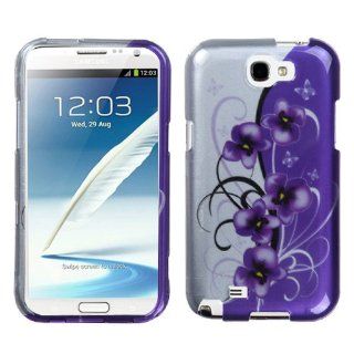 Hard Plastic Snap on Cover Fits Samsung T889 I605 N7100 Galaxy Note II 2D Silver Twilight Petunias AT&T Cell Phones & Accessories