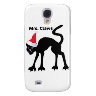 MRS. CLAWS SCARY CAT CHRISTMAS HAT PRINT GALAXY S4 CASES