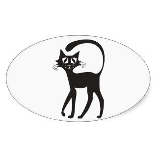 Long Tail Black Cat Stickers