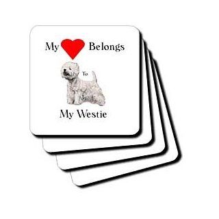 cst_155543_1 Florene Animal Lover Sayings   My Heart Belongs To My Westie   Coasters   set of 4 Coasters   Soft Kitchen & Dining