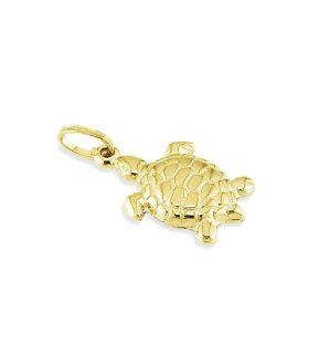 14k Yellow Gold Italian Puffy Tortoise Turtle Pendant Jewelry
