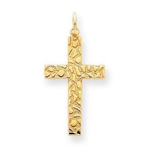 14k Gold Nugget Style Cross Pendant Jewelry