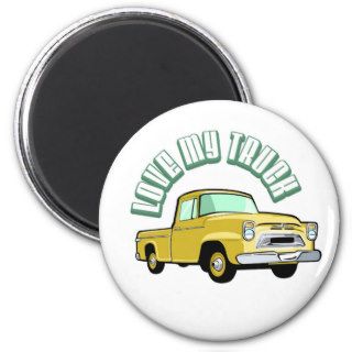 I love my truck   Old, classic yellow pickup Refrigerator Magnet