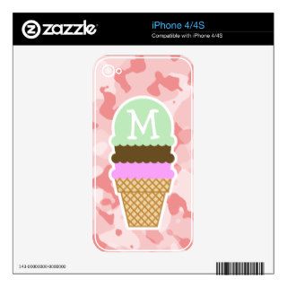 Baby Pink Camo; Ice Cream Cone Decals For iPhone 4S