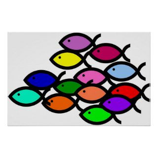 Christian Fish Symbols   Rainbow School   Poster