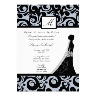 Bridal Shower Invitations in Black & White Damask