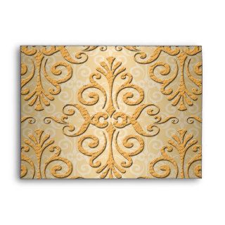 Gold Embossed Looking Damask Pattern Envelopes