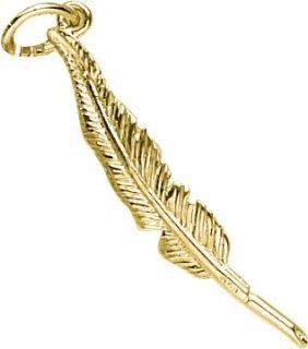Rembrandt Charms Feather Pen Charm, 10K Yellow Gold Clasp Style Charms Jewelry