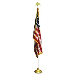 Wholesale CASE of 2   Chicago Flag U.S. Flag w/ Oak Flag Pole American Flag, 3'x5', 8' Flagepole, Red/White/Blue  Office Desk Flags 