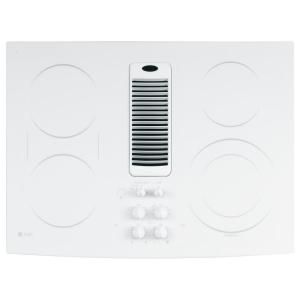 GE Profile 30 in. Smooth Surface Downdraft Radiant Electric Cooktop in White with 5 Elements PP989TNWW