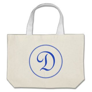 Monogram initital letter D blue hearts tote Canvas Bags