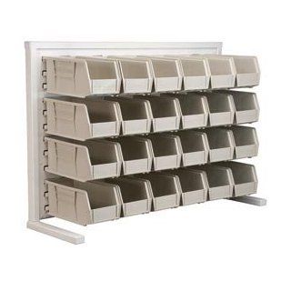 Akro Mils Ready Space Single Sided Bench Rack With 24 Beige Akrobins 30230   Open Home Storage Bins