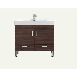 Dreamwerks 36 in. Contemporary Vanity in Lacquered Fine Hickory Pioneer with Faux Marble Vanity Top in White L900