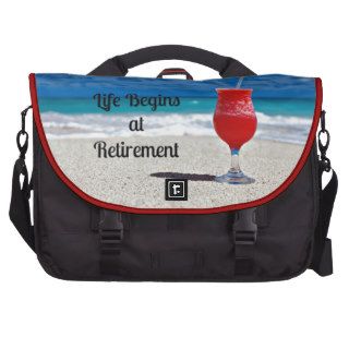 Life Begins at Retirement   Frosty Drink on Beach Laptop Bag