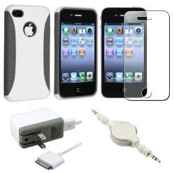 White Hybrid Case/ LCD Protector/ Cable/ Charger for Apple iPhone 4S Cases & Holders