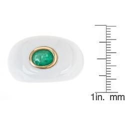 D'Yach 14k Yellow Gold Zambian Emerald and White Agate Ring D'Yach Gemstone Rings