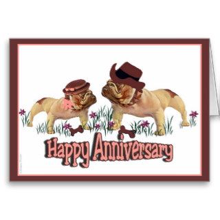 Happy Anniversary Bulldog Couple Greeting Cards