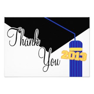2013 Graduation Cap And Tassel Thank You (Blue) Custom Announcement