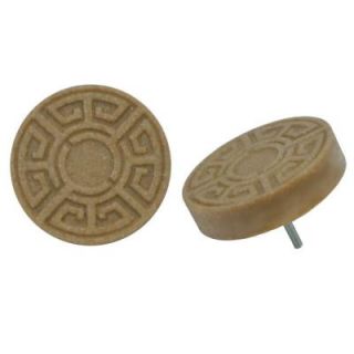 Merola Tile Contempo Greek Key Noce Travertine 1 1/5 in. x 1 1/5 in. Mosaic Medallion Pin Insert Wall Tile (4 Pack ) WGMPGKNT