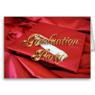 Graduation party invitation red cap and gown cards