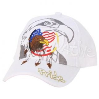 Native American Pride Adjustable Hat (Several Color Options)   Eagle Flag   White at  Mens Clothing store Baseball Caps