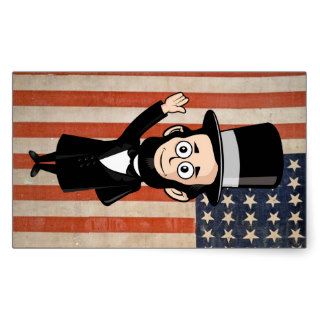 Honest Abe Lincoln and Old Glory Proudly Flying Rectangular Sticker