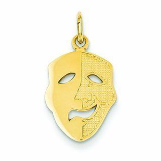 14K Gold Comedy Mask Charm Jewelry