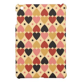 Cute Heart Dots Pattern Brown Red Pink Yellow iPad Mini Cases