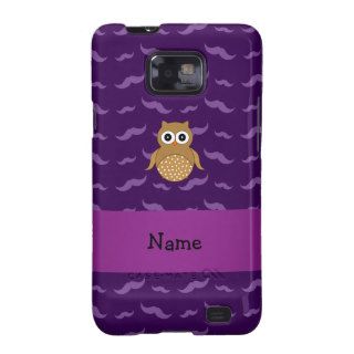 Personalized name brown owl purple mustaches samsung galaxy s2 case