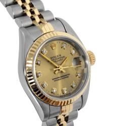 Pre Owned Rolex Women's 18 Karat Two Tone Datejust Watch with Stainless Steel Folding Clasp Rolex Women's Pre Owned Rolex Watches