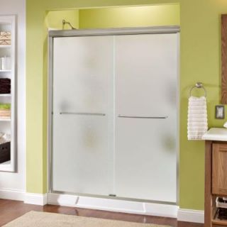 Delta Simplicity 59 3/8 in. x 70 in. Sliding Bypass Shower Door in Brushed Nickel with Frameless Pebbled Glass 159272