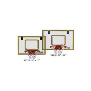 POOF Slinky 455BL POOF Pro Gold Over The Door 18 Inch Breakaway Rim Basketball Hoop Set with Clear Shatterproof Backboard and 5 Inch Inflatable Ball Toys & Games