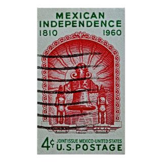 1960 Mexican Independence Stamp Poster