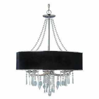 Golden Lighting 89815GRM Chandelier with Crystal And Black Tuxedo Shades, Chrome Finish    