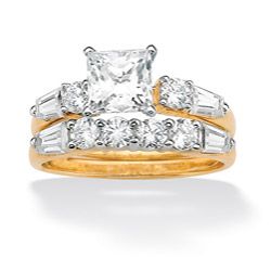 Ultimate CZ 10K Yellow Gold Square Prong set Cubic Zirconia Ring Palm Beach Jewelry Cubic Zirconia Rings