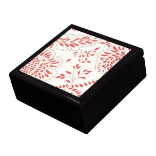 Red & White Cute Vintage Floral Wallpaper Jewelry Box