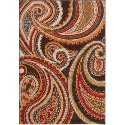 Meticulously Woven Contemporary Brown/Red Floral Paisley Floral Carnation Rug (2'2 x 3') Accent Rugs