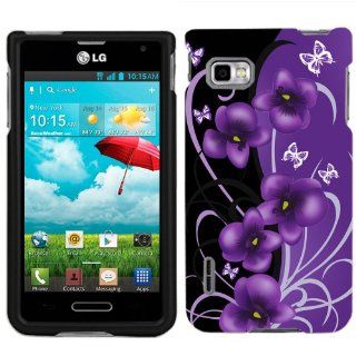 T Mobile LG Optimus F3 Twilight Petunias on Black Phone Case Cover Cell Phones & Accessories