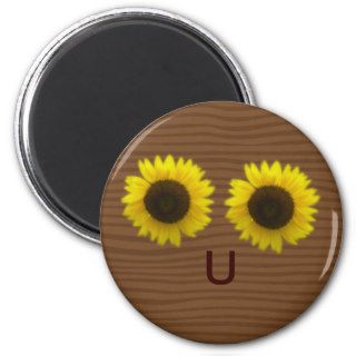 Bright sunflowers & letter U forming a happy face Refrigerator Magnets