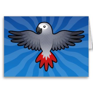 Cartoon African Grey /  / Parrot Greeting Cards