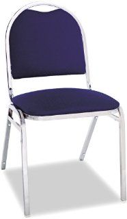 Alera SC69FA20C Round Back Stacking Chairs with Blue Fabric Upholstery  