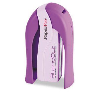 PaperPro Products   PaperPro   Paper Pro StandOut Stapler, 15 Sheet Capacity, Purple   Sold As 1 Each   Compact size stand up performance.   High Start power assisted stapling technology drives though stacks of up to 15 sheets of paper.   70% easier to use
